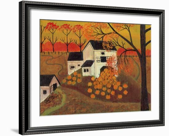 Pumpkin Barn Autumn Folk Art Cheryl Bartley-Cheryl Bartley-Framed Giclee Print