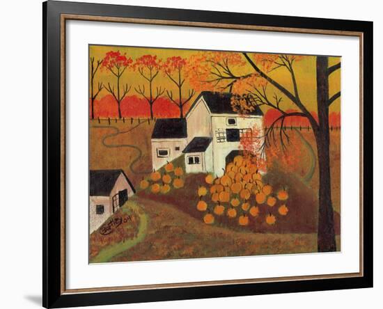 Pumpkin Barn Autumn Folk Art Cheryl Bartley-Cheryl Bartley-Framed Giclee Print