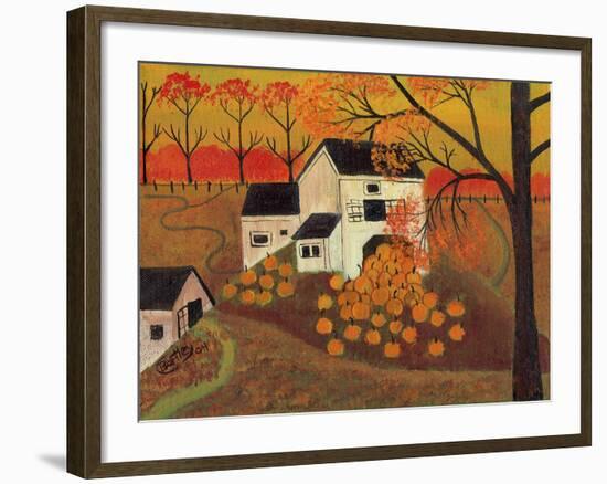 Pumpkin Barn Autumn Folk Art Cheryl Bartley-Cheryl Bartley-Framed Giclee Print