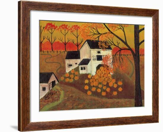 Pumpkin Barn Autumn Folk Art Cheryl Bartley-Cheryl Bartley-Framed Giclee Print