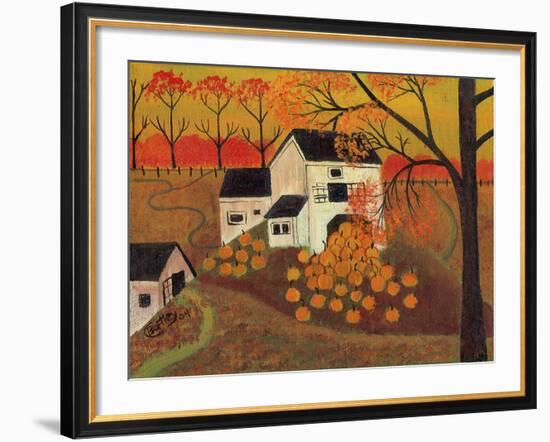 Pumpkin Barn Autumn Folk Art Cheryl Bartley-Cheryl Bartley-Framed Giclee Print