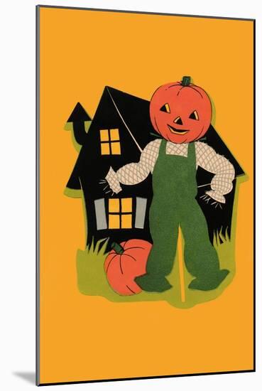 Pumpkin Headed Scarecrow-null-Mounted Art Print