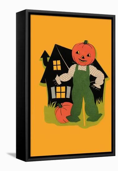 Pumpkin Headed Scarecrow-null-Framed Stretched Canvas