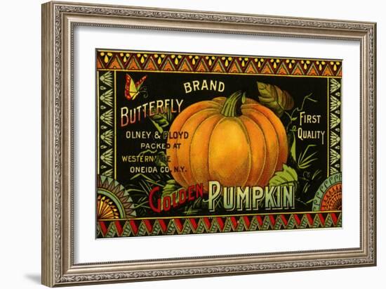 Pumpkin Label-null-Framed Giclee Print