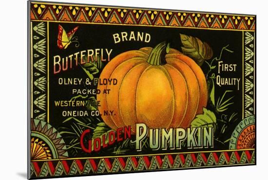 Pumpkin Label-null-Mounted Giclee Print
