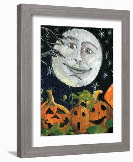 Pumpkin Patch Halloween Full Moon Face-sylvia pimental-Framed Art Print