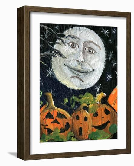 Pumpkin Patch Halloween Full Moon Face-sylvia pimental-Framed Art Print