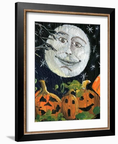 Pumpkin Patch Halloween Full Moon Face-sylvia pimental-Framed Art Print