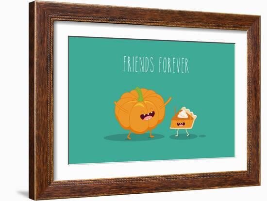 Pumpkin Pie. Pumpkin Vector Cartoon. Friends Forever. ?Omic Characters.-Serbinka-Framed Art Print