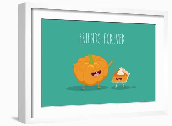 Pumpkin Pie. Pumpkin Vector Cartoon. Friends Forever. ?Omic Characters.-Serbinka-Framed Art Print