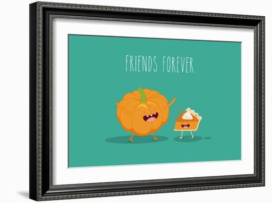 Pumpkin Pie. Pumpkin Vector Cartoon. Friends Forever. ?Omic Characters.-Serbinka-Framed Art Print