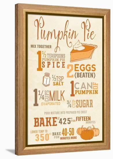 Pumpkin Pie Recipe-Lantern Press-Framed Stretched Canvas