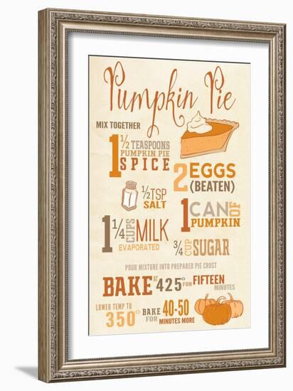 Pumpkin Pie Recipe-Lantern Press-Framed Art Print