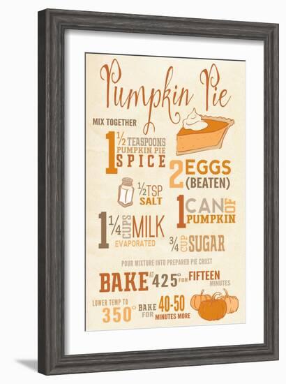 Pumpkin Pie Recipe-Lantern Press-Framed Art Print