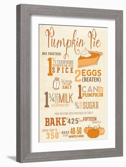 Pumpkin Pie Recipe-Lantern Press-Framed Art Print