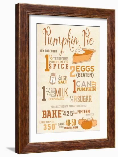 Pumpkin Pie Recipe-Lantern Press-Framed Art Print