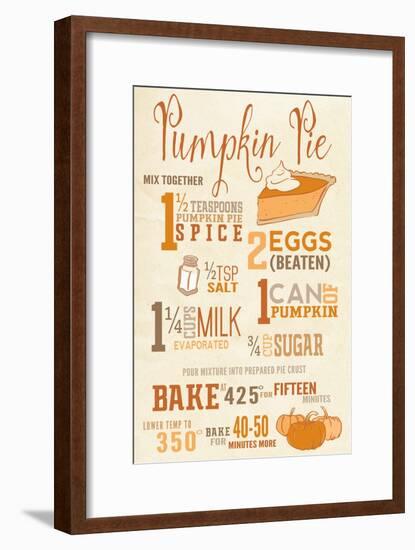 Pumpkin Pie Recipe-Lantern Press-Framed Art Print