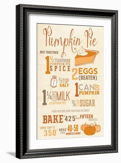 Pumpkin Pie Recipe-Lantern Press-Framed Art Print