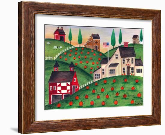 Pumpkin Red Barn Folk Art Cheryl Bartley-Cheryl Bartley-Framed Giclee Print