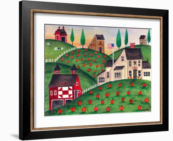 Pumpkin Red Barn Folk Art Cheryl Bartley-Cheryl Bartley-Framed Giclee Print