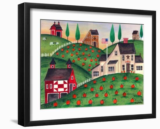 Pumpkin Red Barn Folk Art Cheryl Bartley-Cheryl Bartley-Framed Giclee Print