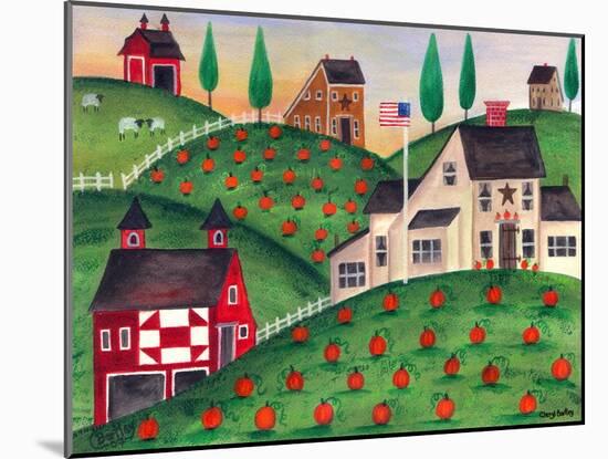 Pumpkin Red Barn Folk Art Cheryl Bartley-Cheryl Bartley-Mounted Giclee Print