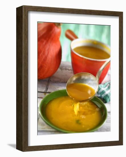Pumpkin Soup Being Poured into Soup Plates-Jean-Paul Chassenet-Framed Photographic Print