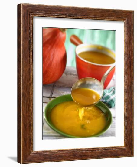 Pumpkin Soup Being Poured into Soup Plates-Jean-Paul Chassenet-Framed Photographic Print