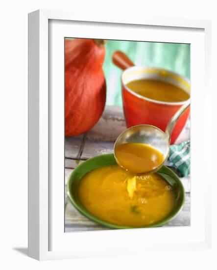 Pumpkin Soup Being Poured into Soup Plates-Jean-Paul Chassenet-Framed Photographic Print