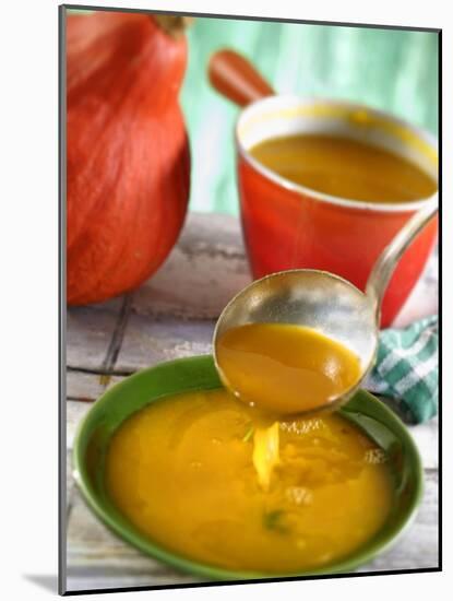 Pumpkin Soup Being Poured into Soup Plates-Jean-Paul Chassenet-Mounted Photographic Print