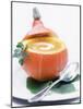 Pumpkin Soup with Creme Fraiche in Hollowed-Out Pumpkin-Brigitte Sporrer-Mounted Photographic Print