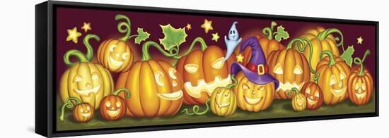 Pumpkins a Border-Olga And Alexey Drozdov-Framed Premier Image Canvas