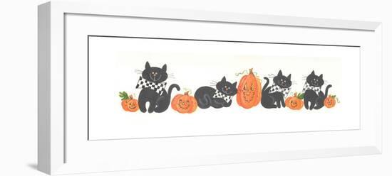 Pumpkins and Black Cats-Beverly Johnston-Framed Giclee Print