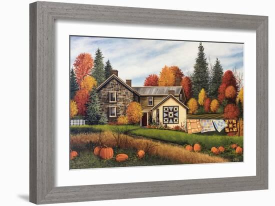 Pumpkins Fall Quilts-Debbi Wetzel-Framed Giclee Print