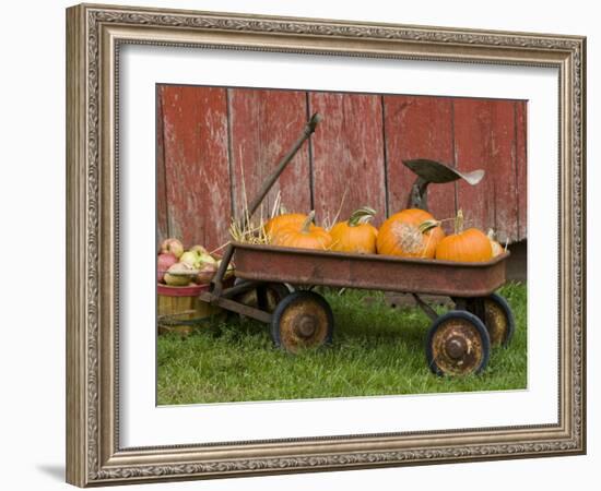 Pumpkins in Old Wagon-Chuck Haney-Framed Photographic Print