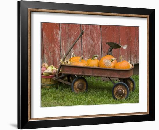 Pumpkins in Old Wagon-Chuck Haney-Framed Photographic Print