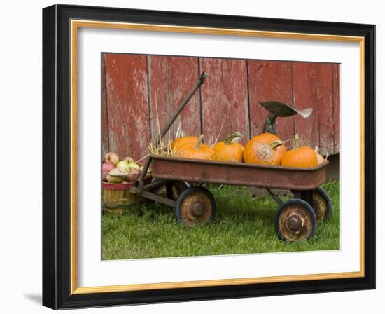 Pumpkins in Old Wagon-Chuck Haney-Framed Photographic Print