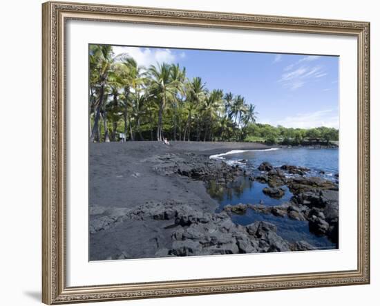 Punaluu Black Sand Beach, Island of Hawaii (Big Island), Hawaii, USA-Ethel Davies-Framed Photographic Print