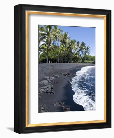 Punaluu Black Sand Beach, Island of Hawaii (Big Island), Hawaii, USA-Ethel Davies-Framed Photographic Print