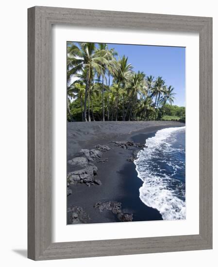 Punaluu Black Sand Beach, Island of Hawaii (Big Island), Hawaii, USA-Ethel Davies-Framed Photographic Print