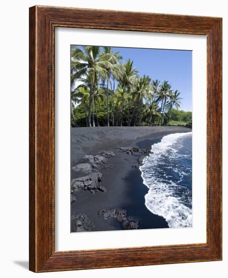 Punaluu Black Sand Beach, Island of Hawaii (Big Island), Hawaii, USA-Ethel Davies-Framed Photographic Print