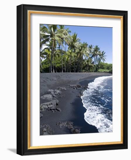 Punaluu Black Sand Beach, Island of Hawaii (Big Island), Hawaii, USA-Ethel Davies-Framed Photographic Print