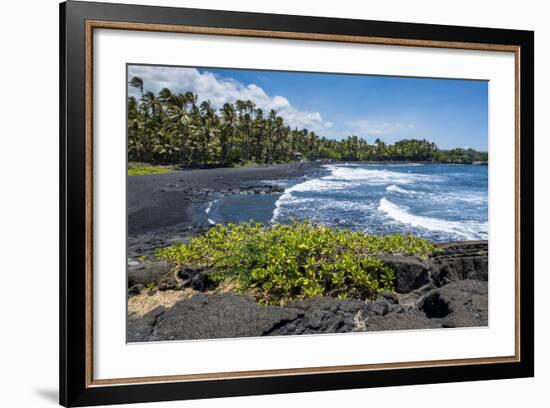 Punaluu Black Sand Beach on Big Island, Hawaii, United States of America, Pacific-Michael Runkel-Framed Photographic Print