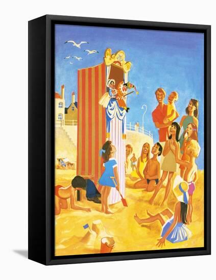 Punch and Judy Show on the Beach-English School-Framed Premier Image Canvas