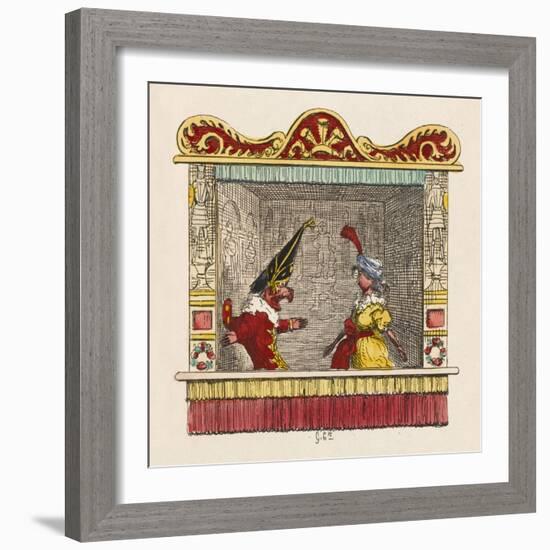 Punch and Pretty Poll-George Cruikshank-Framed Art Print