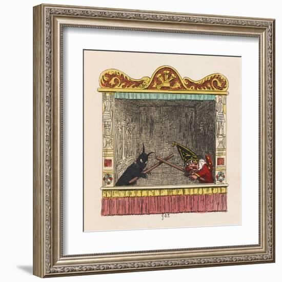 Punch Fights Old Nick-George Cruikshank-Framed Art Print