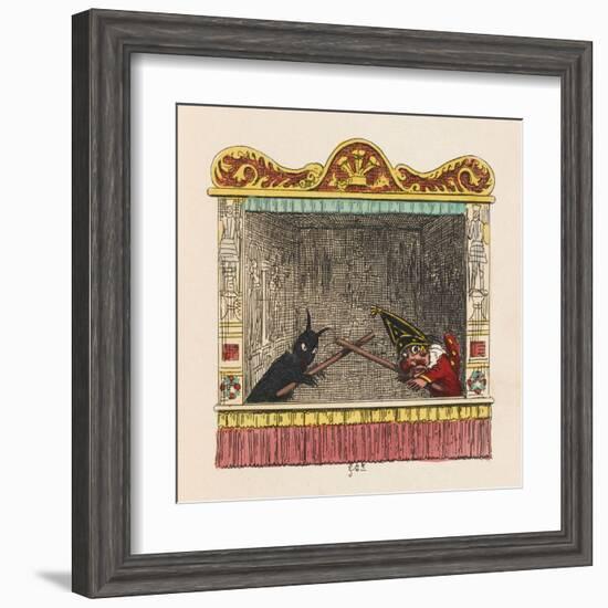 Punch Fights Old Nick-George Cruikshank-Framed Art Print