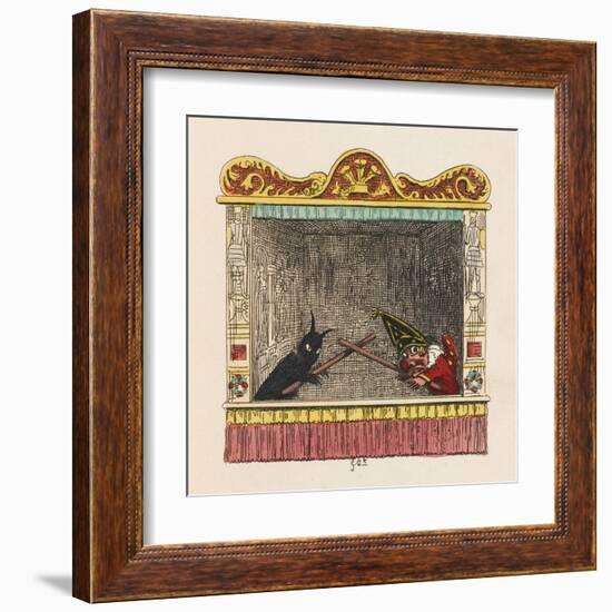 Punch Fights Old Nick-George Cruikshank-Framed Art Print