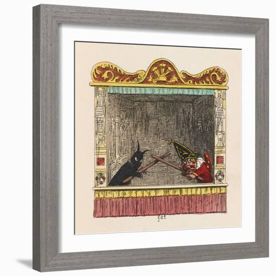 Punch Fights Old Nick-George Cruikshank-Framed Art Print