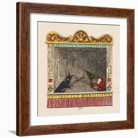 Punch Fights Old Nick-George Cruikshank-Framed Art Print